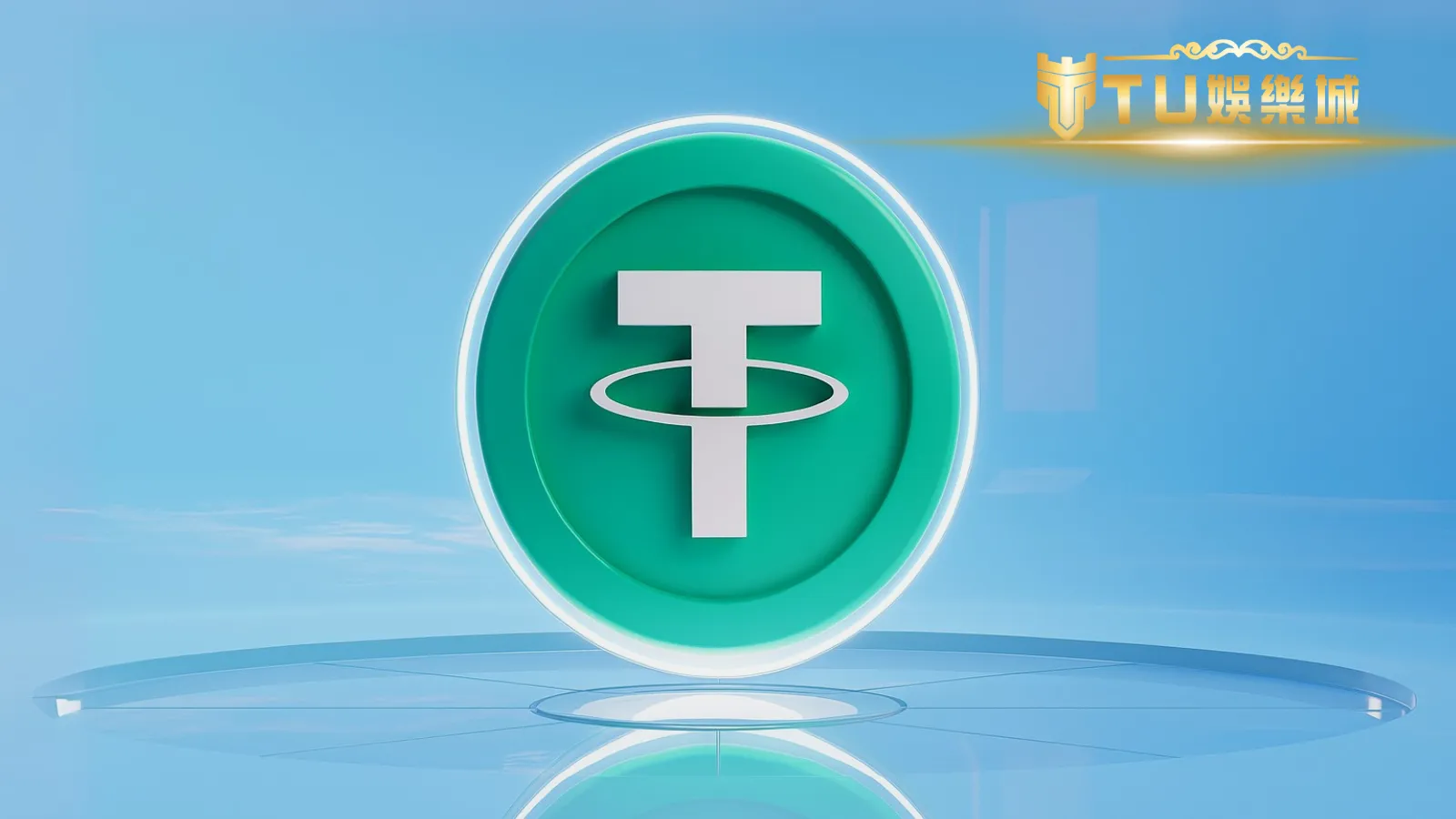 Tether USDT 穩定幣 3D 標誌展示,象徵數位資產與區塊鏈交易應用